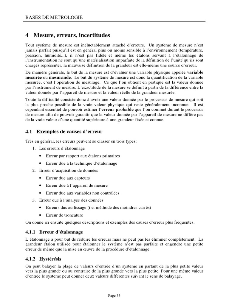 Mesure et incertitudes en métrologie | PDF | Histogramme | Erreur de mesure