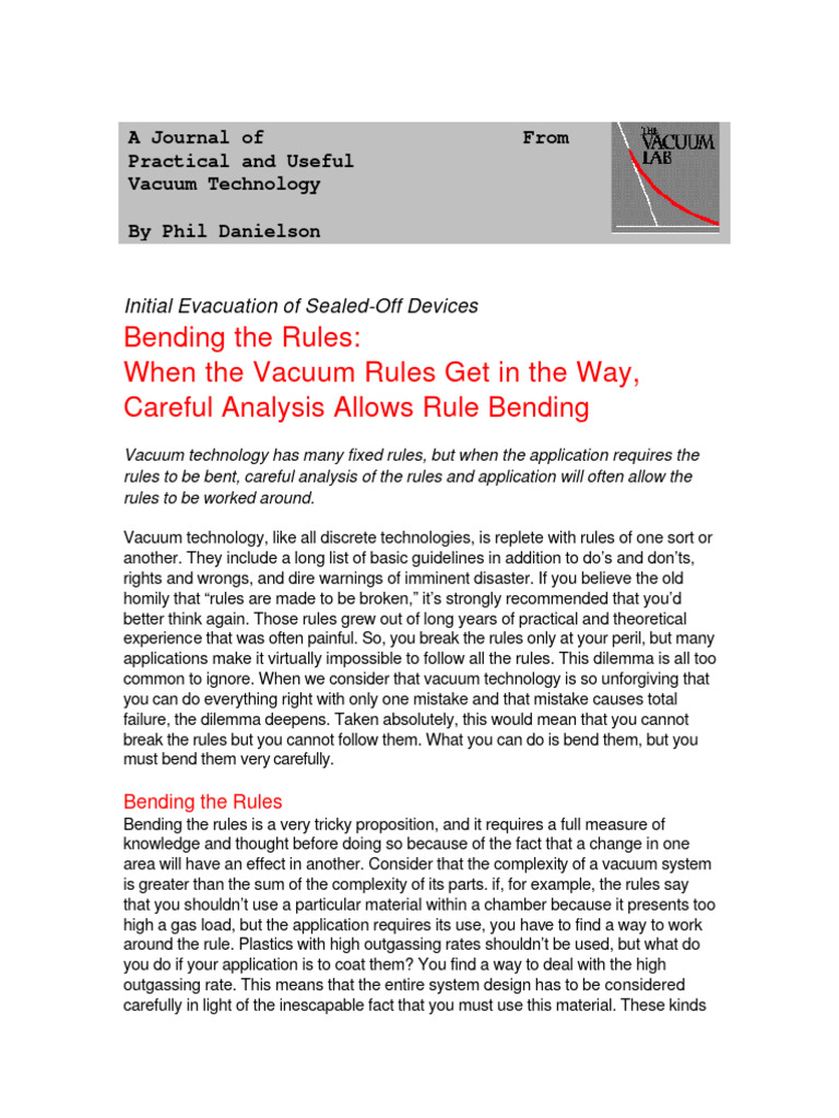 Vacuum Tech: Rule Bending Guide | PDF | Applied And Interdisciplinary ...
