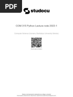 Com 315 Python Lecture Note 2022 1