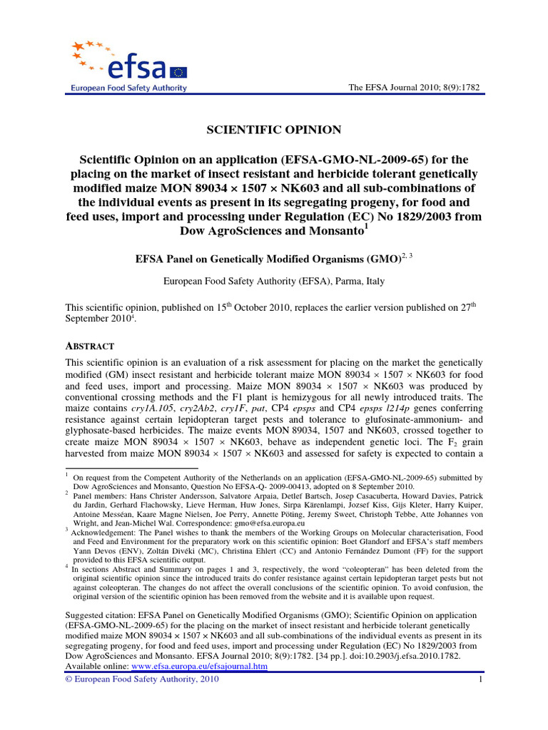 EFSA Journal - 2010 - Scientific Opinion On An Application EFSA GMO NL ...