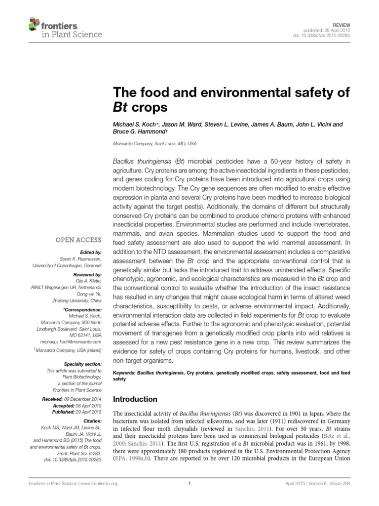 The Food and Environmental Safety of BT Crops | PDF | Monsanto ...
