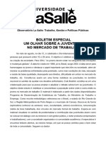 Boletim Especial Um Olhar Sobre A Juventude No Mercado de Trabalho