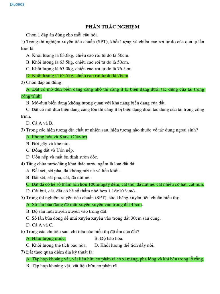 Trac Nghiem DCCT 0903 | PDF