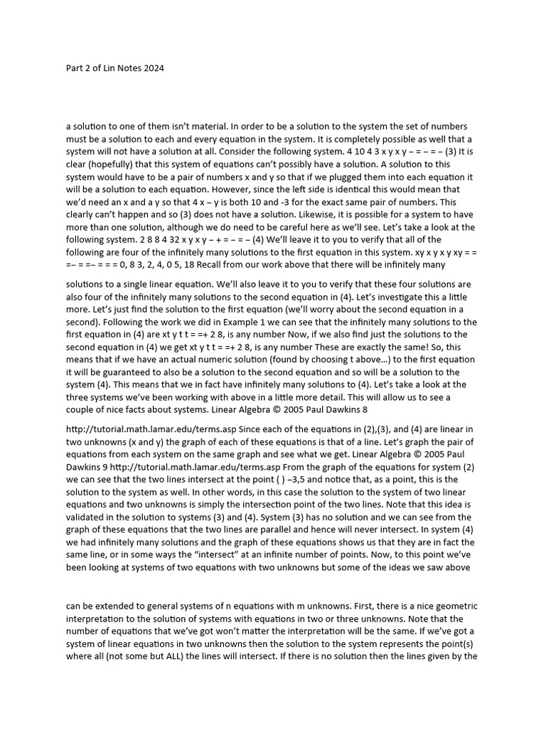 Part 2 of Lin Notes 2024 | PDF | Equations | Line (Geometry)