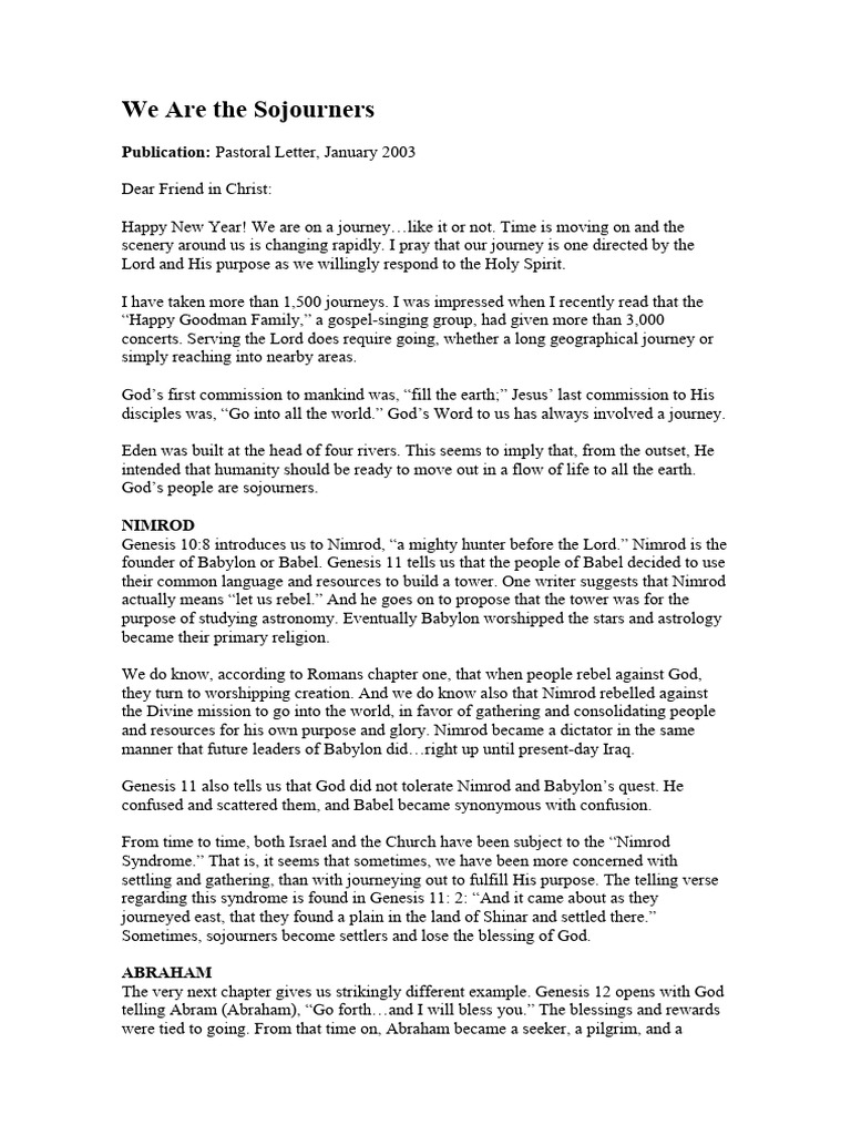 January 2003 - We Are The Sojourners | PDF | Moses | Abraham