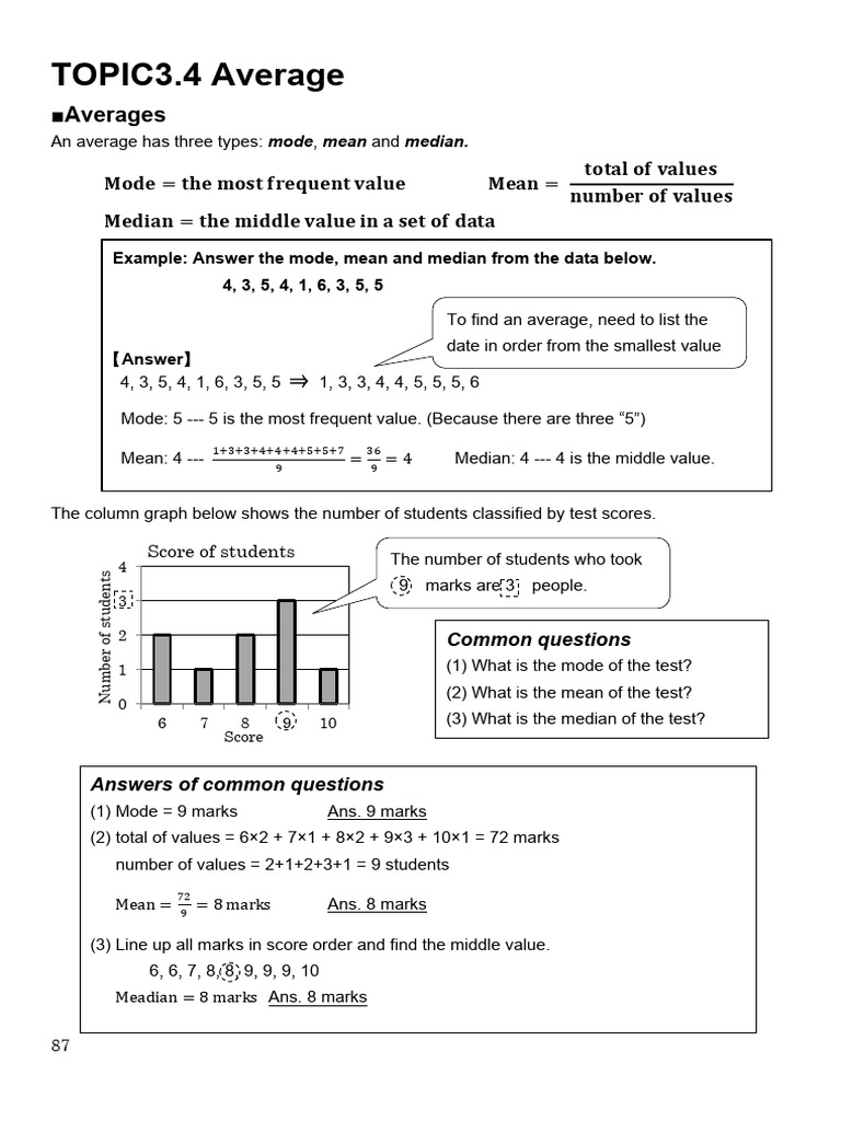 3 4 Average Pdf Mean Average