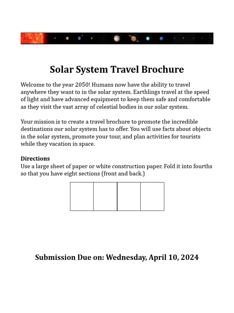 Solar System Travel Brochure Project Requirements Pocket Edition 100