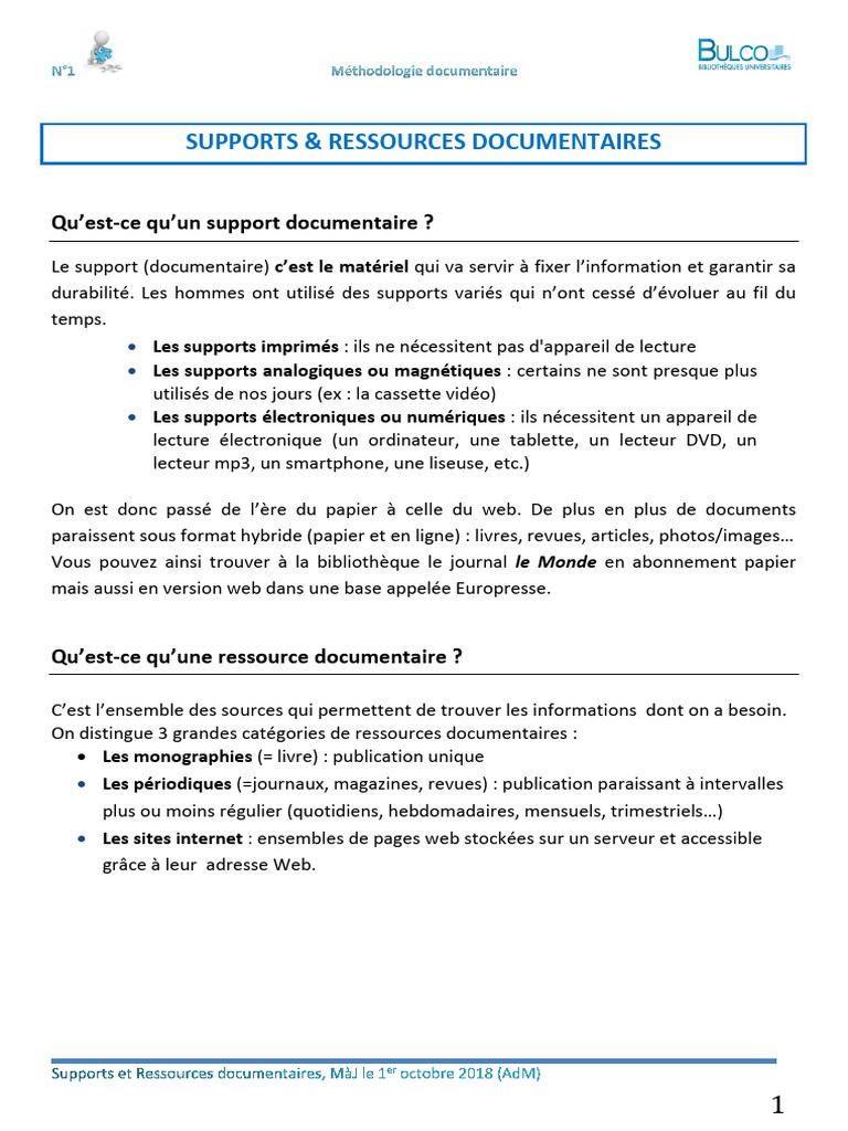 Supports et ressources documentaires | PDF | Édition