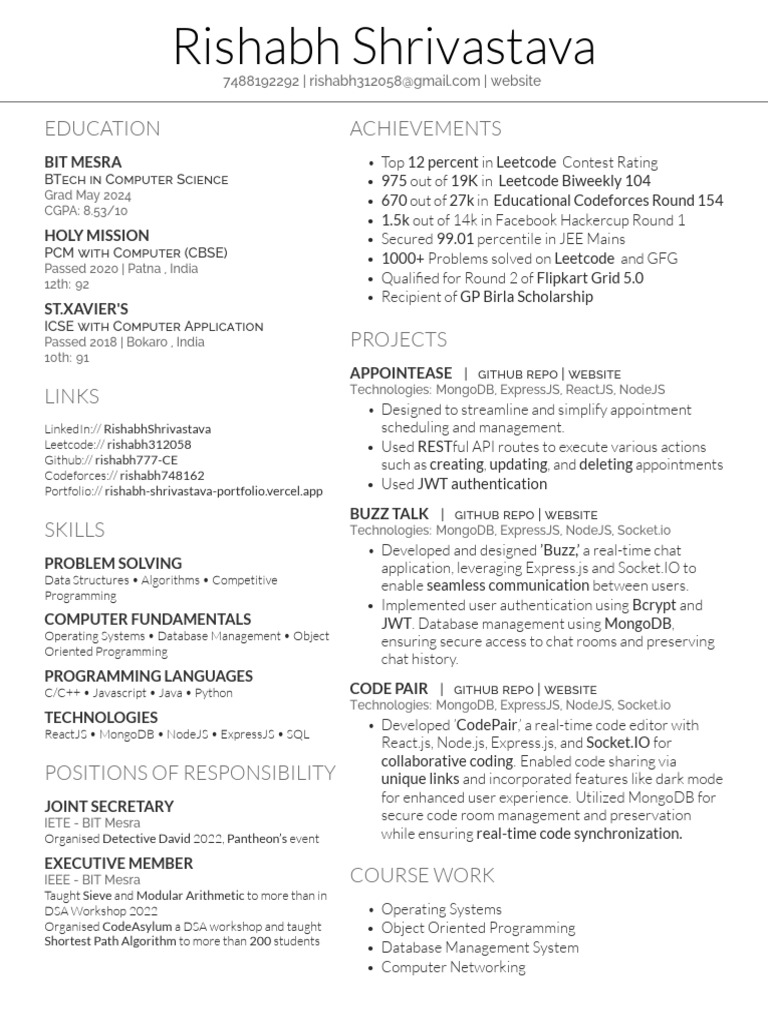 Rishabh Shrivastava: Tech Portfolio | PDF | Databases | Software ...
