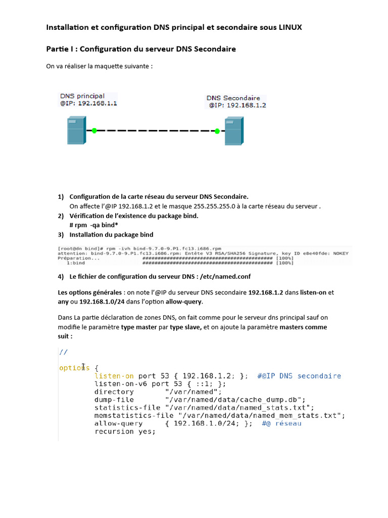 Configuration DNS sous Linux: Principal et Secondaire | PDF | Système ...