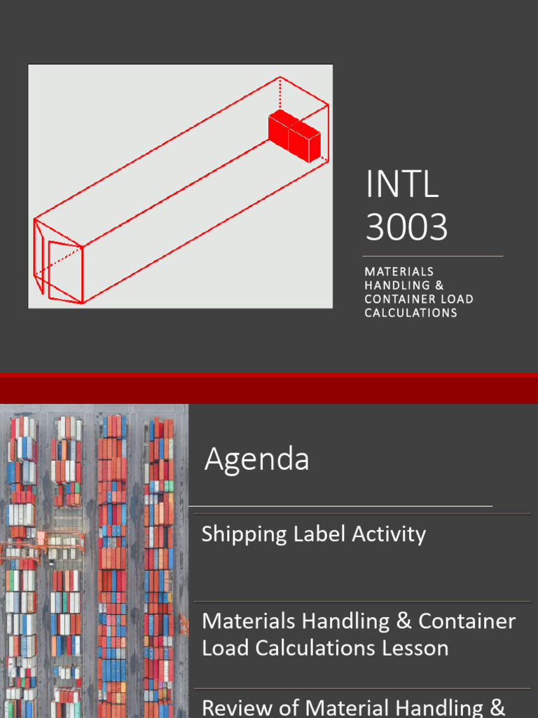 Intl 3003 module 9 material handling and container load calculations1
