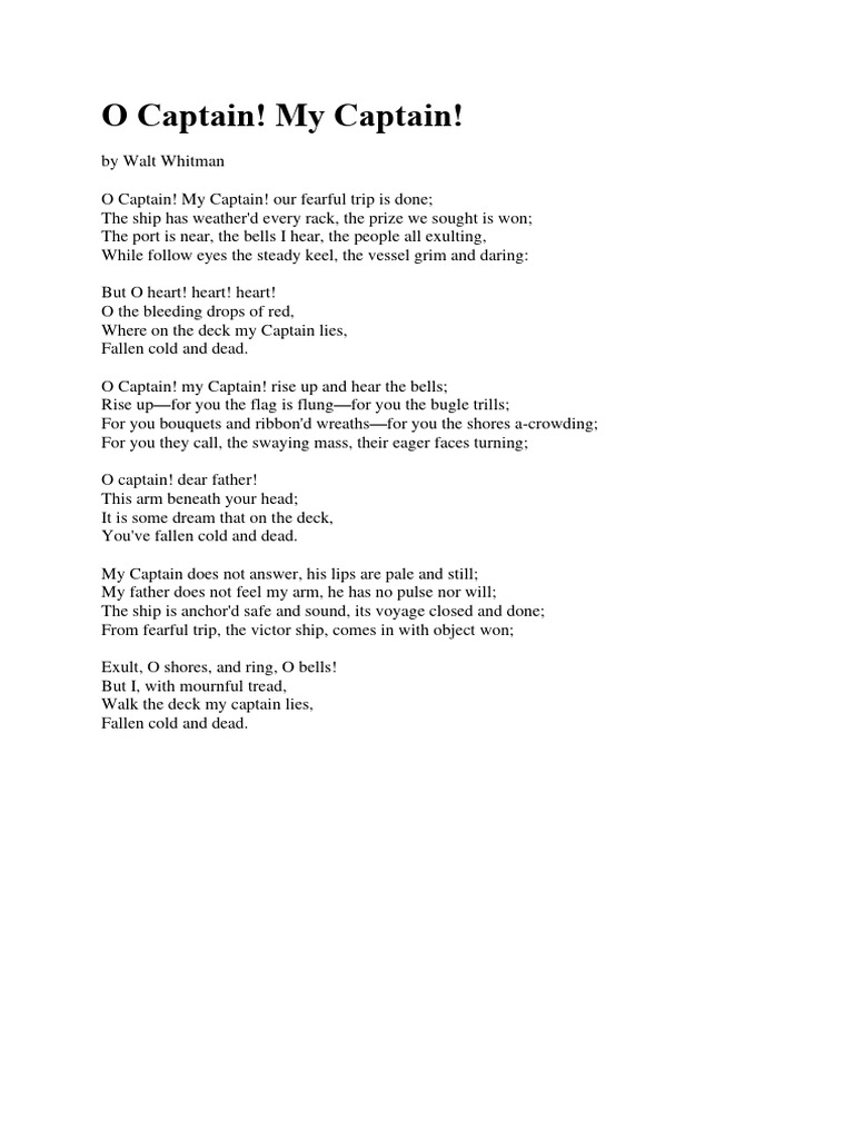 O Captain | PDF | Travel | Poetry