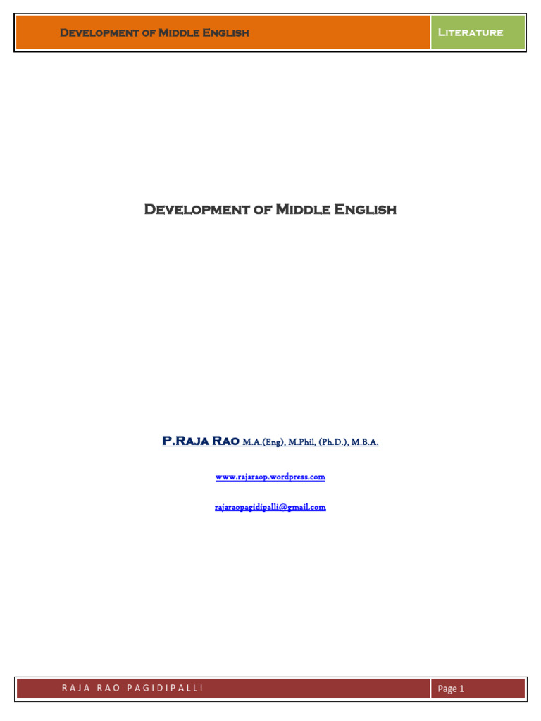 Examples Of Middle English Language