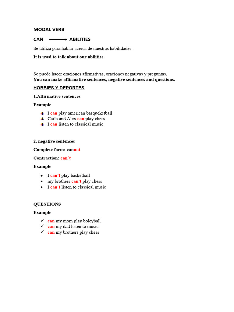 1 Modal Verb Can | PDF