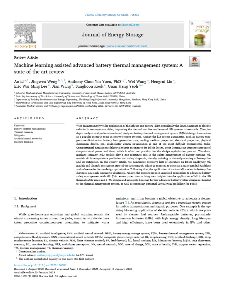Machine Learning in Battery Thermal Management | PDF | Support Vector ...