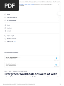 Evergreen Workbook Answers of With The Photographer - Treasure Chest - A Collection of Short Stories - Shout To Learn - The Original