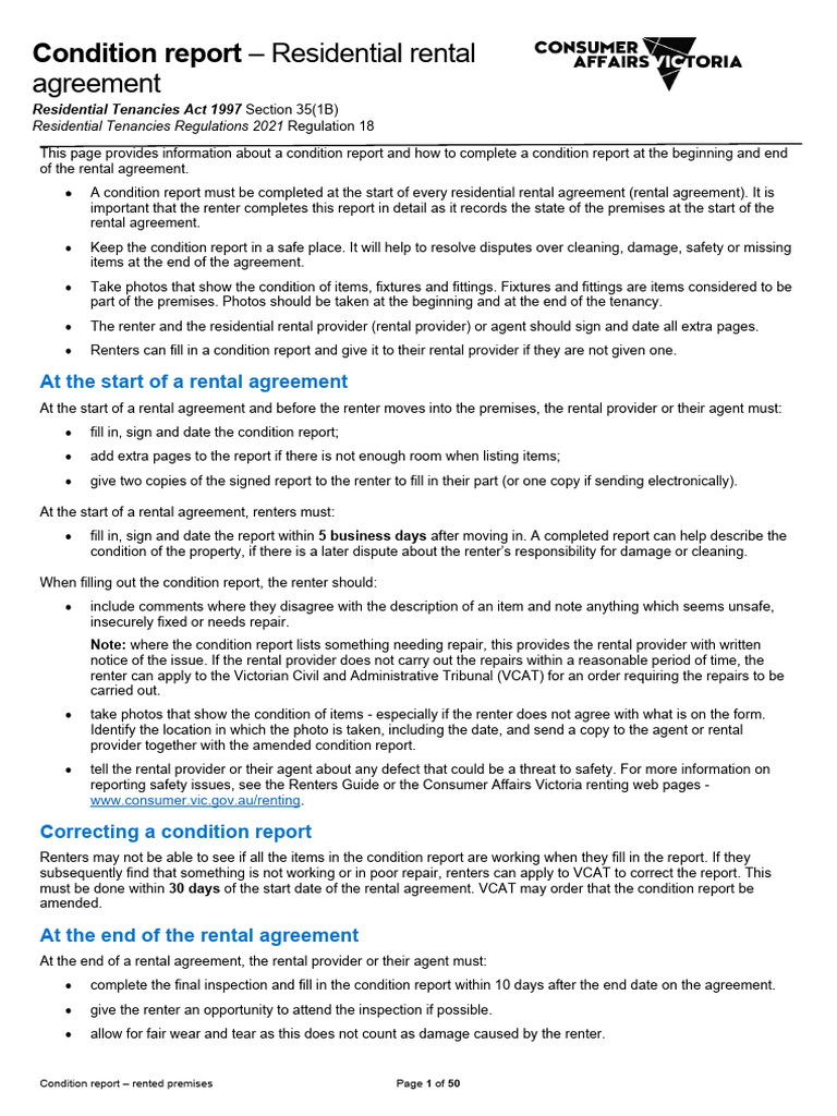 Rental Condition Report Guidelines VIC | PDF | Bathroom | Renting