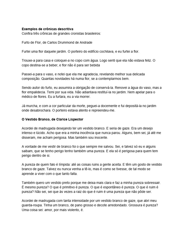 Exemplos de Crônicas Descritivas | PDF