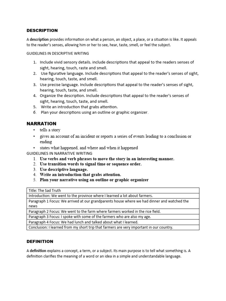 Reading and Writing Reviewer PDF Senses Word