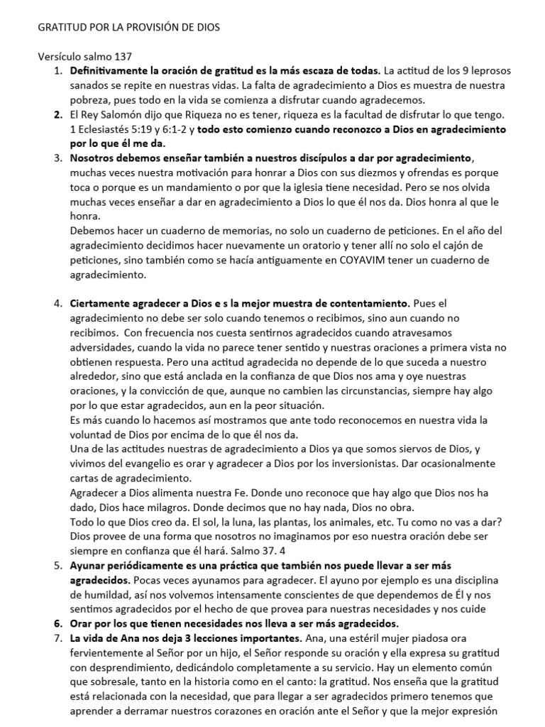 Agradecimiento a Dios en la Vida Diaria | PDF | Gratitud | Oración