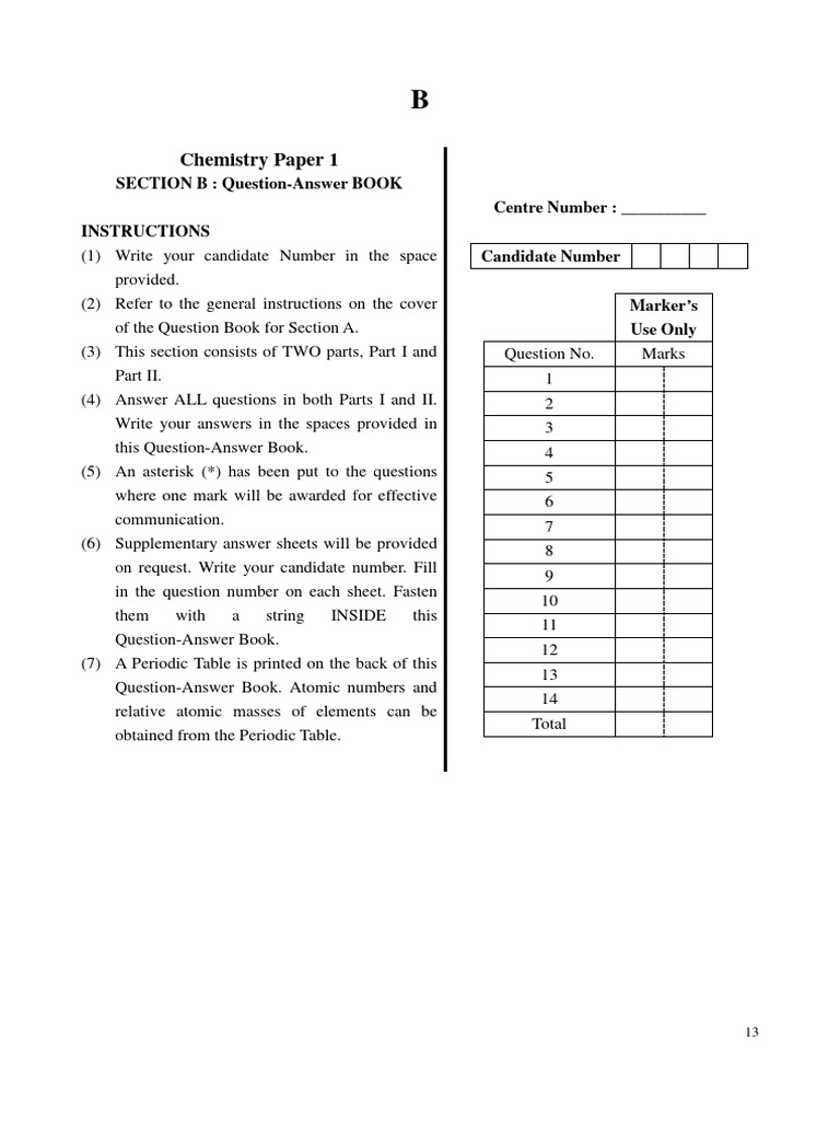 HKDSE Chemistry Paper 1 Section B | PDF | Chemical Bond | Salt (Chemistry)