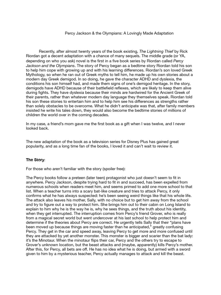 Percy Jackson: New Disney Series Triumph | PDF