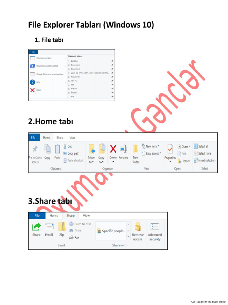 File Explorer Tabları Win 10 | PDF