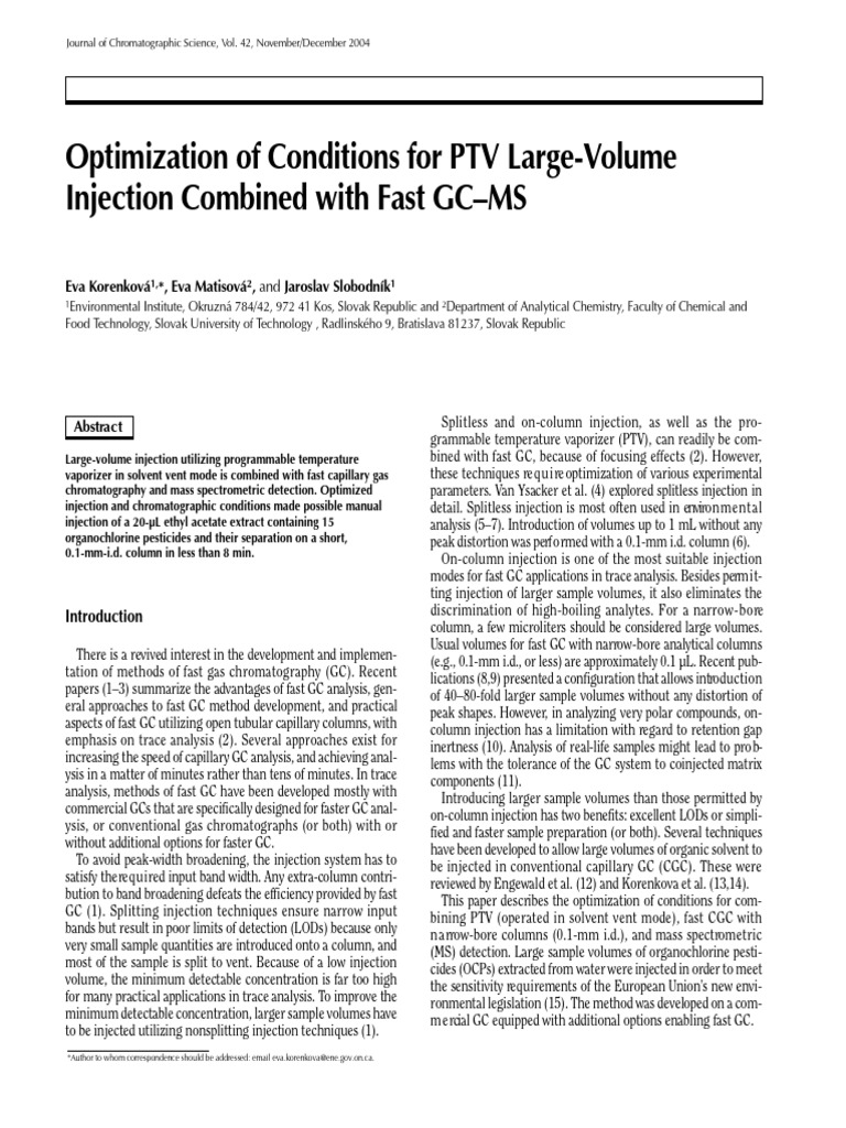 Optimizing PTV for Fast GC-MS Analysis | PDF | Gas Chromatography ...