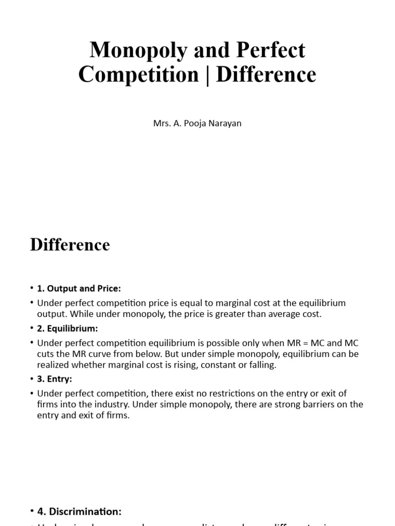 Difference Between Monopoly & Perfect Competition | PDF | Monopoly ...