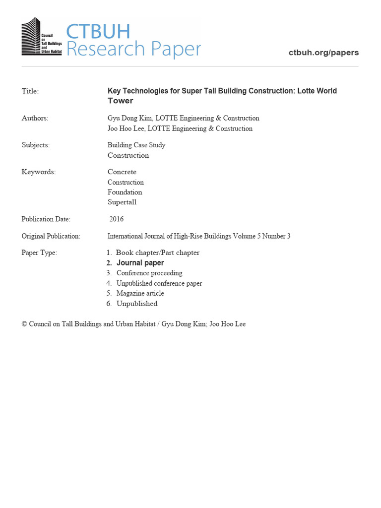 2856 Key Technologies For Super Tall Building Construction Lotte World