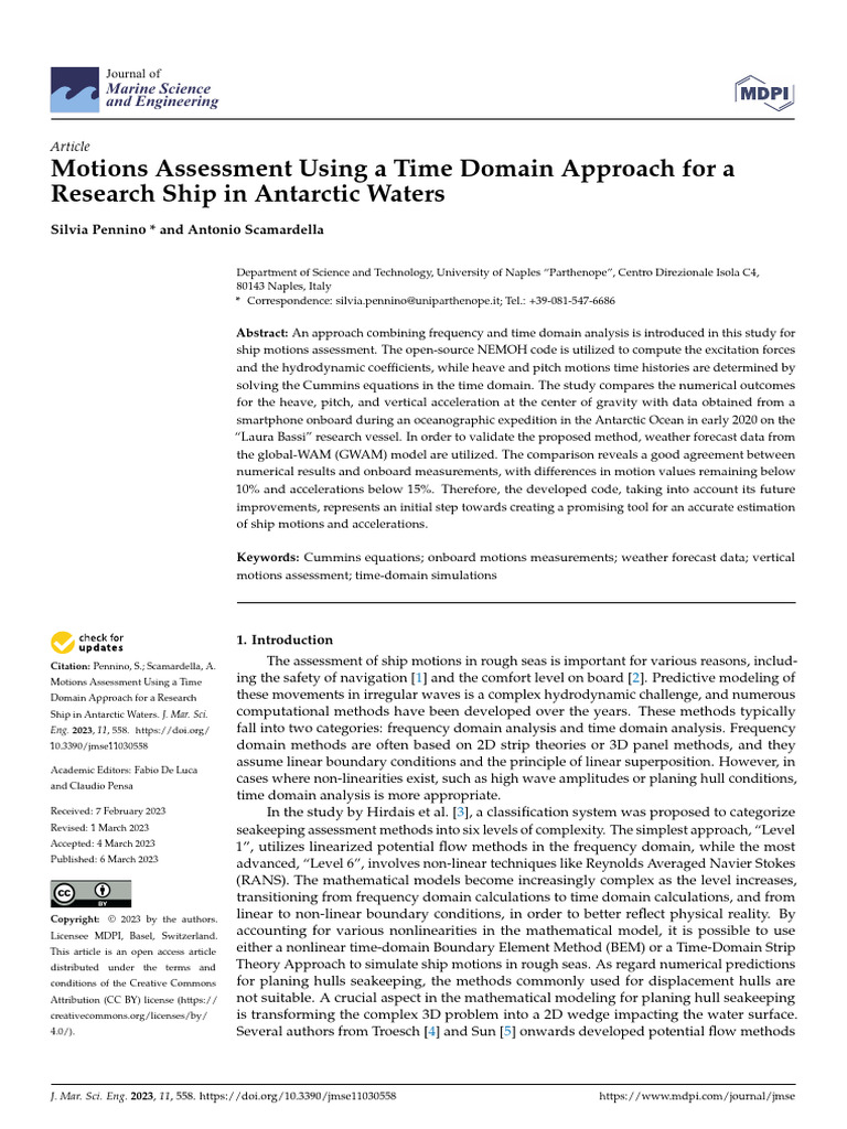 Motions Assessment Using A Time Domain Approach For A | PDF