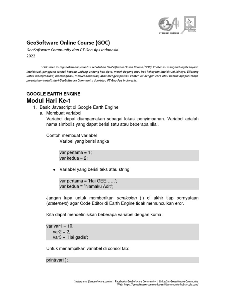 Modul 1: Dasar Google Earth Engine | PDF
