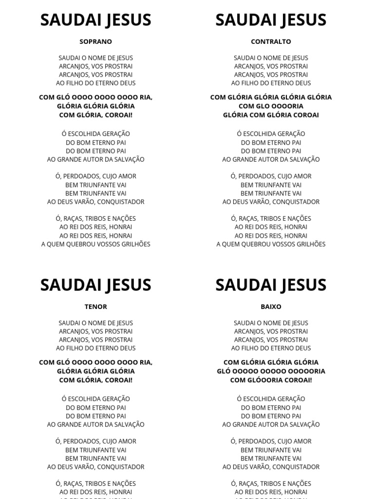 Saudai o Nome de Jesus - Hino Cristão | PDF | Crença e doutrina ...