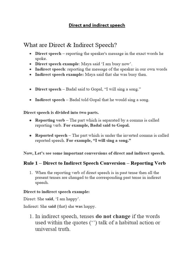 Direct and indirect speech pdf grammatical tense syntax