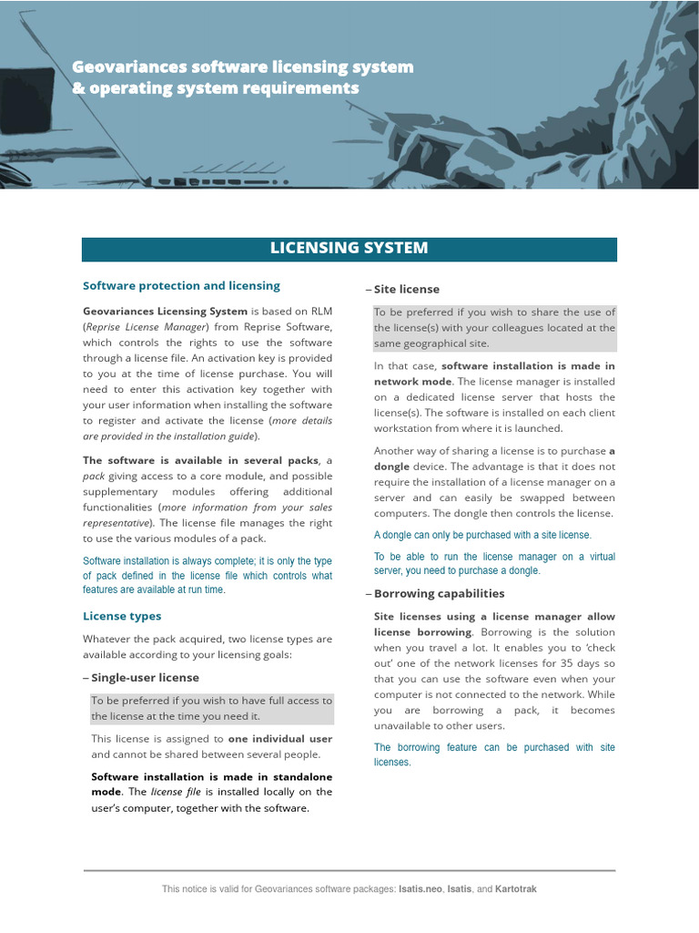 Geovariances Software Licensing Guide | PDF | License | Operating System