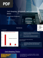 Anti Dumping, Safeguards, and Countervailing Duties: Global Business Management