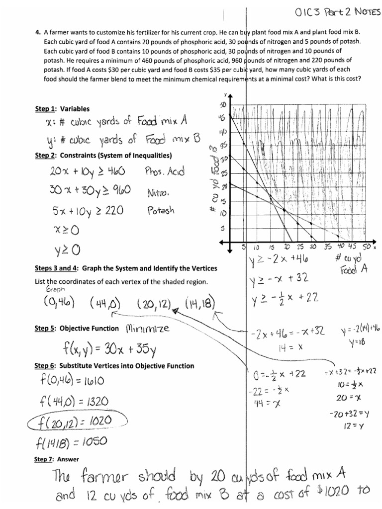 O1c3 Linear Programming Part 2 Notes Answer Key 4 | PDF
