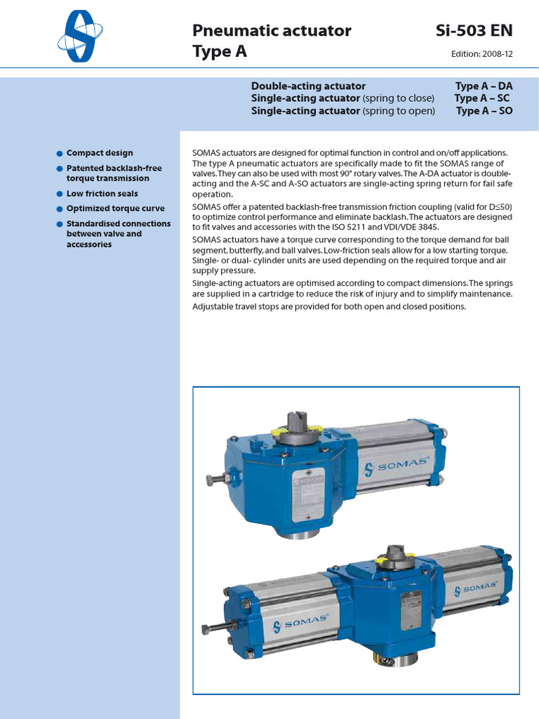 SOMAS Pneumatic Actuator Overview | PDF | Valve | Actuator