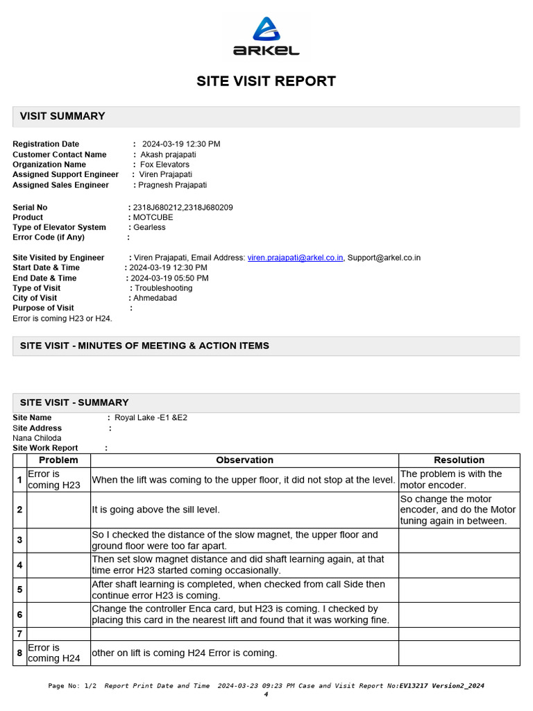 Fox Elevators H23/H24 Error Report | PDF | Computing