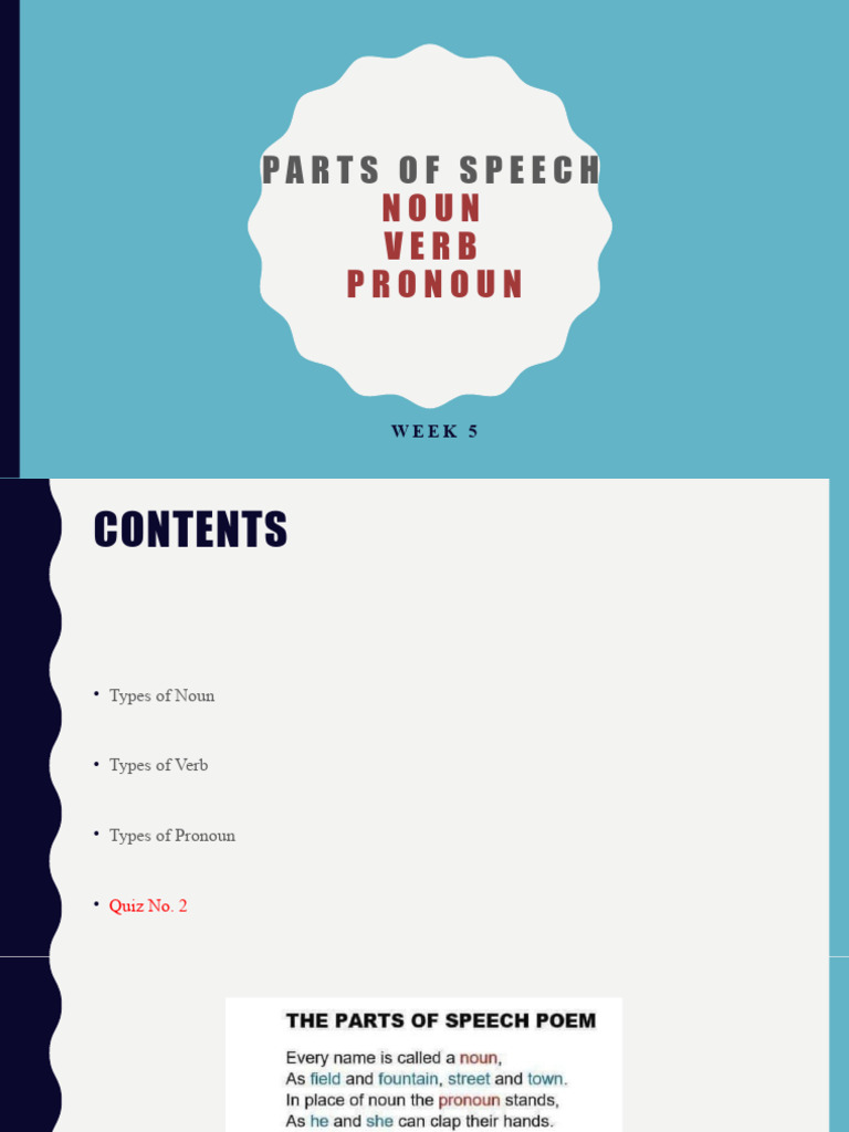 (Done) Parts of Speech Verb Noun | PDF | Verb | Noun