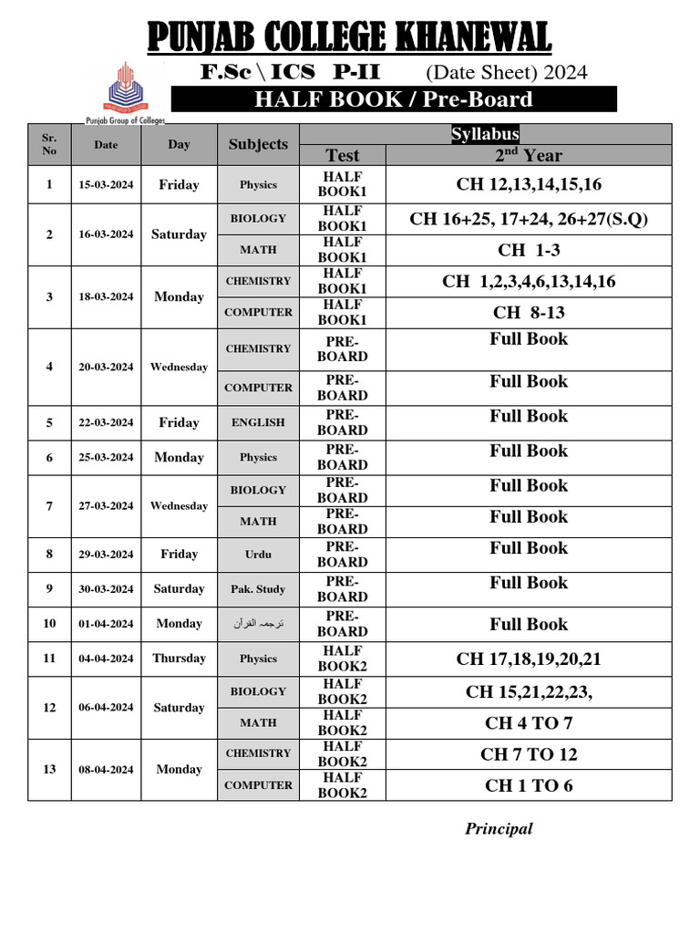 Pre Board & Half Book - 2024 | PDF