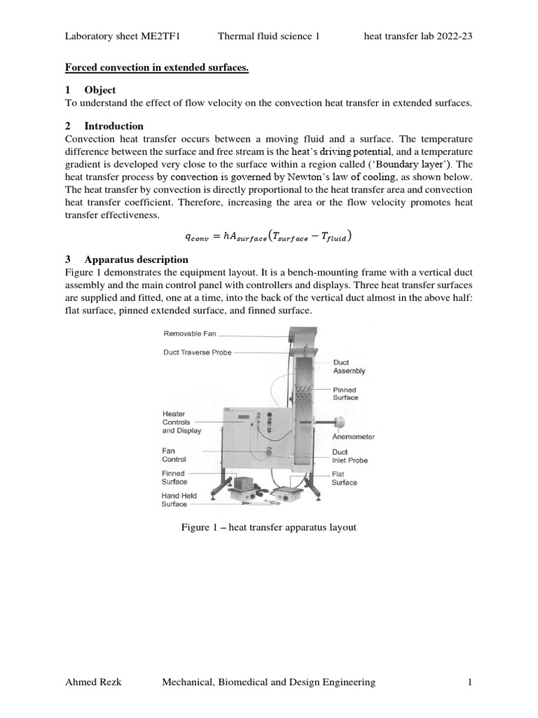 Forced Convection Heat Transfer Lab | PDF | Heat Transfer | Convection