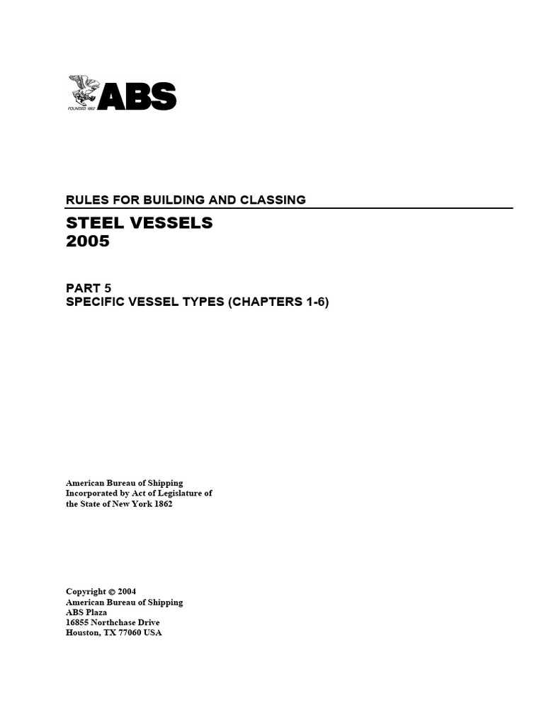 Building and Classing Steel Vessels - 2005 - Part 5 - Specific Vessel ...