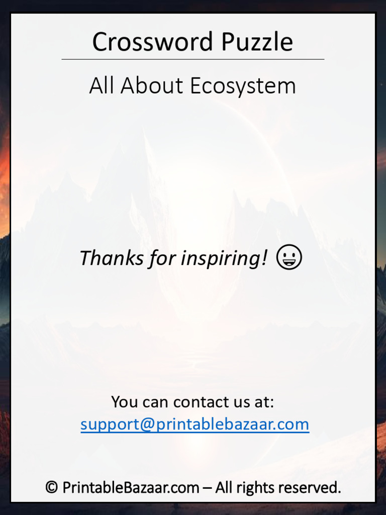 All About Ecosystem: Crossword Puzzle PDF Ecosystem Oceanography