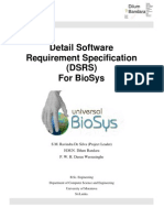 Detail Software Requirement Specification (DSRS) For Biosys: Dilum Bandara