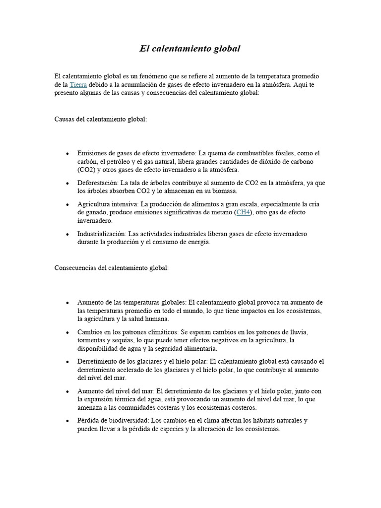 El Calentamiento Global | PDF