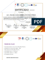 Certificado: Lic. Frank Guillermo Antonio Pérez