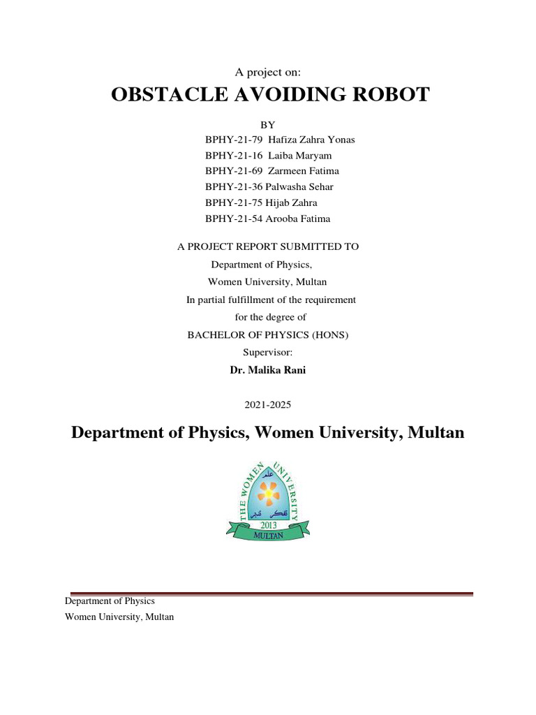 Obstacle Avoiding Robot Project Report | PDF | Robotics | Wi Fi