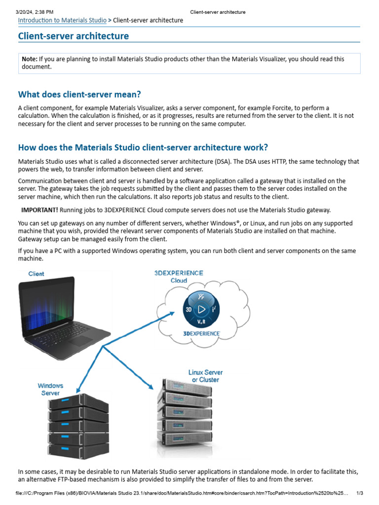 Materials Studio 2023 Online Help - Client-Server Architecture | PDF ...