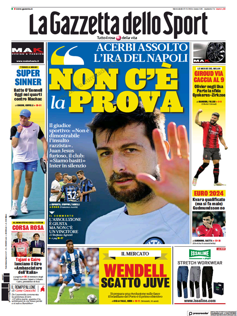 La Gazzetta Dello Sport – 10 Mars 1986 – Verona-Roma 3-2, Juve-Napoli, Milan Hateley